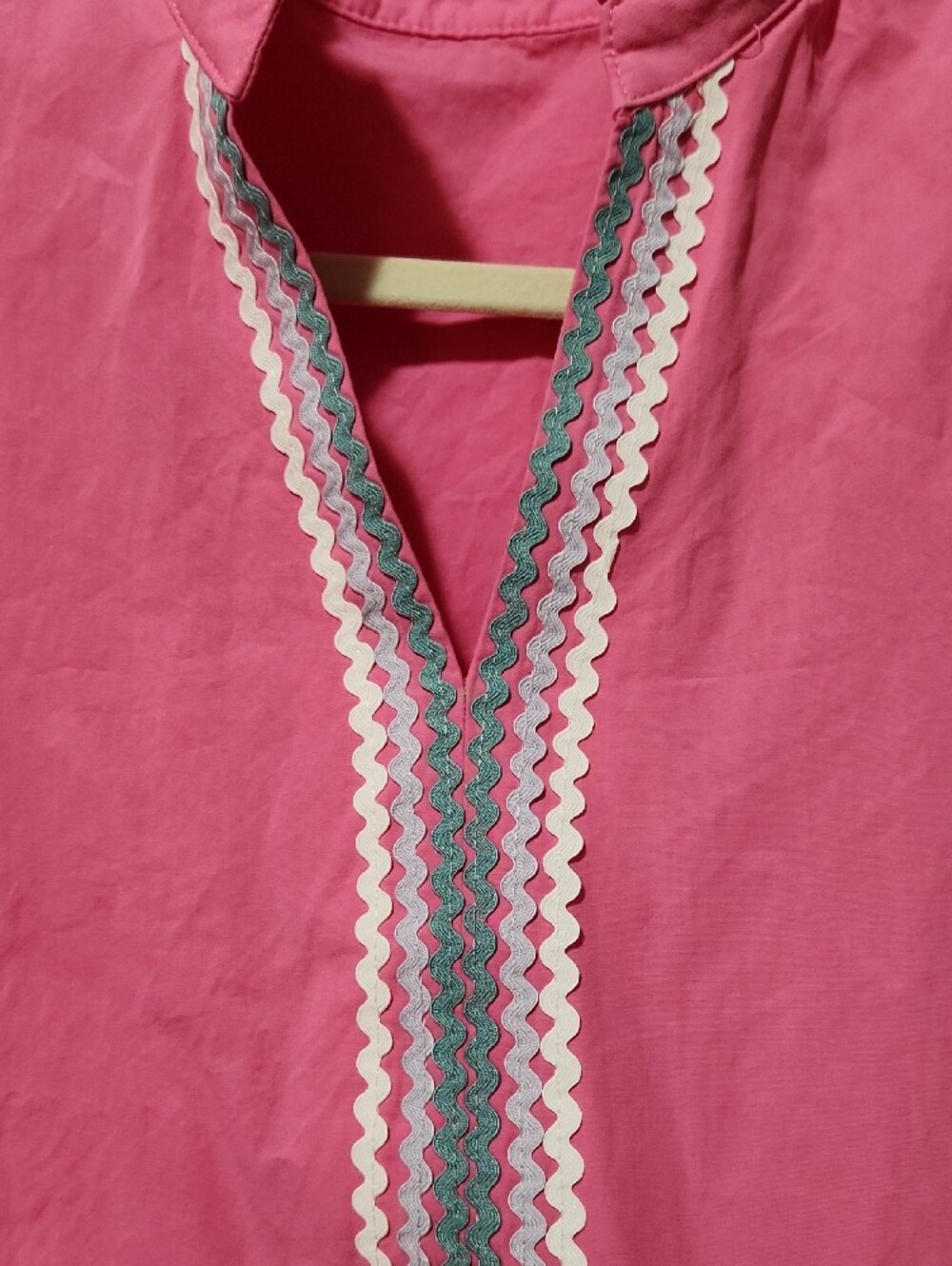 Sz M Pink Ruffle Dress With White/Green Trim - Picture 4 of 5